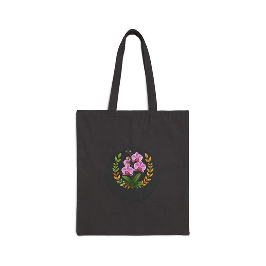 Floral Wreath Canvas Tote Bag — Pink Flowers Eco Shopper