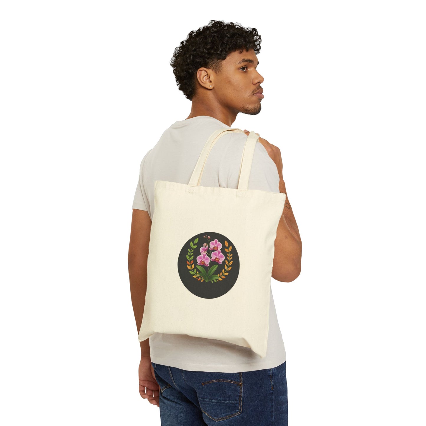 Floral Wreath Canvas Tote Bag — Pink Flowers Eco Shopper